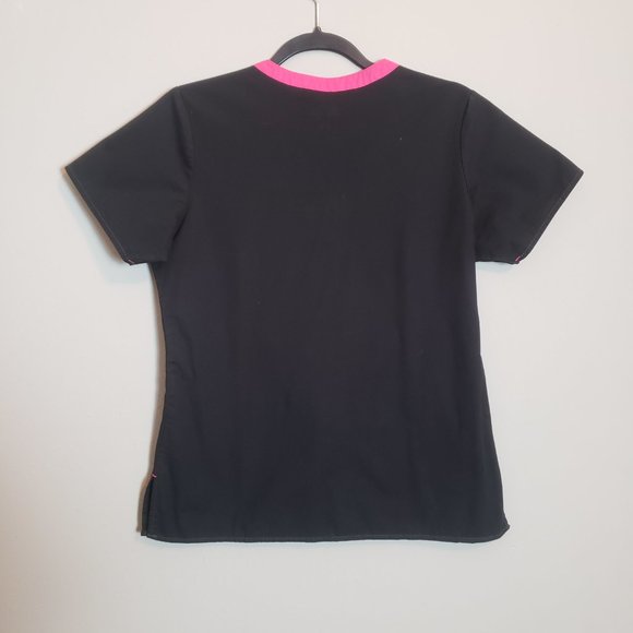 WonderWink WonderFlex Black Embroidered V-Neck Cargo Zip Jogger Scrub Set Small - Picture 6 of 15